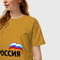 Женская футболка хлопок Oversize Россия 3 - фото 2