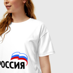 Женская футболка хлопок Oversize Россия 3 - фото 2