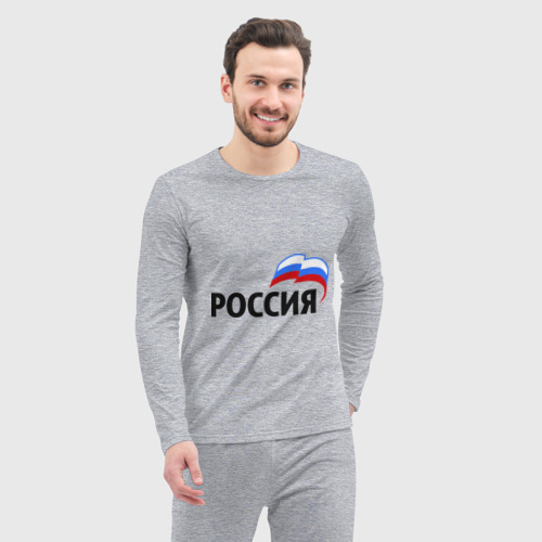 Мужская пижама с лонгсливом хлопок Россия 3, цвет меланж - фото 5