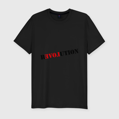 Мужская футболка хлопок Slim Love revolution, цвет черный