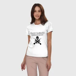 Женская пижама с белой футболкой хлопок Iron Maiden - a matter of life and death - фото 2