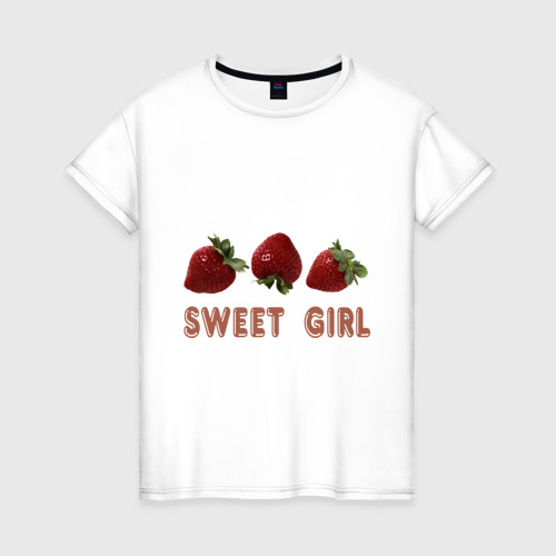 Женская футболка хлопок Sweet girl, цвет белый