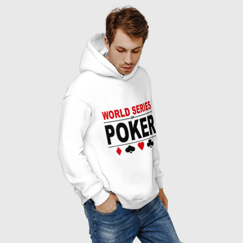 Мужское худи Oversize хлопок World series of poker, цвет белый - фото 7