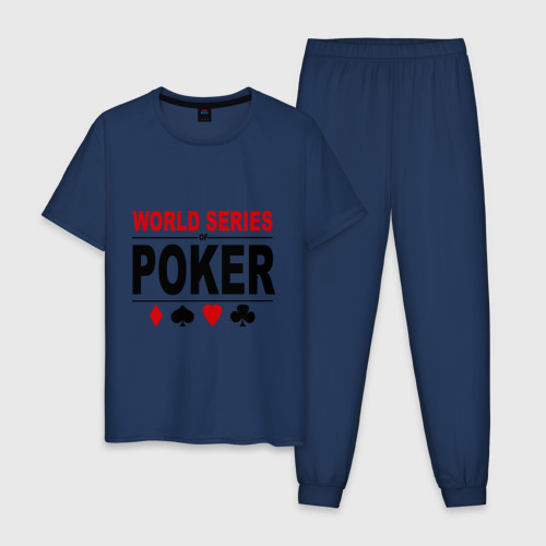 Мужская пижама хлопок World series of poker, цвет темно-синий