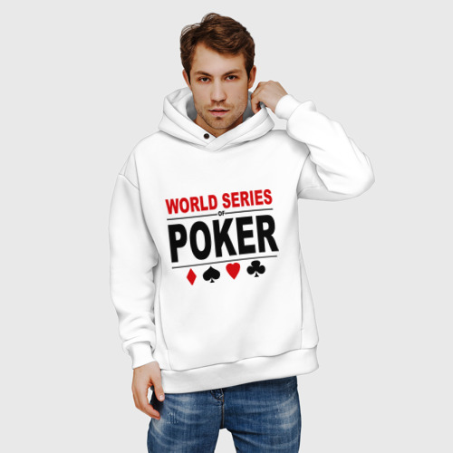 Мужское худи Oversize хлопок World series of poker, цвет белый - фото 3