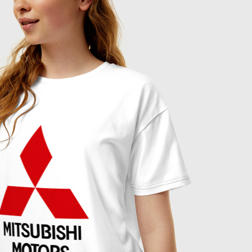 Женская футболка хлопок Oversize Mitsubishi ralli art, цвет белый - фото 3