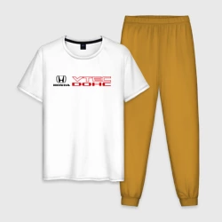 Мужская пижама с белой футболкой хлопок Honda dohc vtec