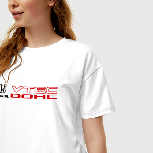 Женская футболка хлопок Oversize Honda dohc vtec, цвет белый - фото 3