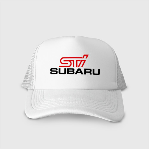 Кепка тракер с сеткой Subaru STI, цвет белый