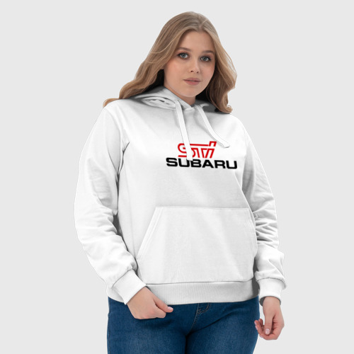 Женская толстовка хлопок Subaru STI, цвет белый - фото 6