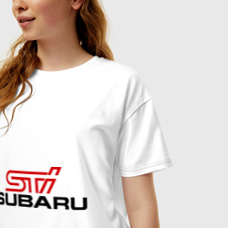 Женская футболка хлопок Oversize Subaru STI - фото 2