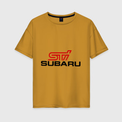 Женская футболка хлопок Oversize Subaru STI