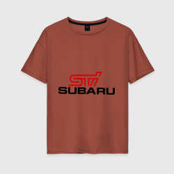 Женская футболка хлопок Oversize Subaru STI