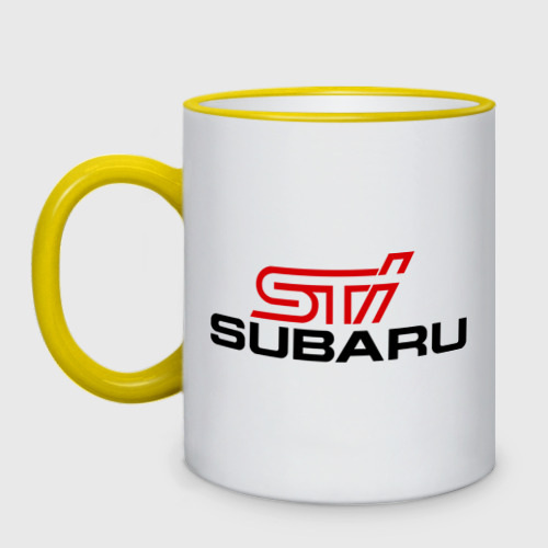 Кружка двухцветная Subaru STI, цвет Кант желтый