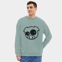 Мужской свитшот oversize без начеса хлопок Subaru pig manga - фото 2