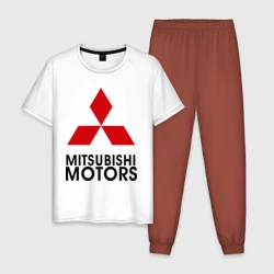 Мужская пижама с белой футболкой хлопок Mitsubishi 2