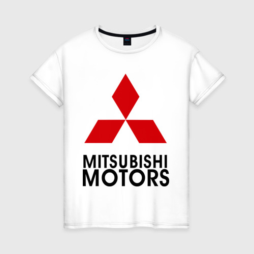 Женская футболка хлопок Mitsubishi 2, цвет белый