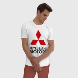 Мужская пижама с белой футболкой хлопок Mitsubishi 2 - фото 2