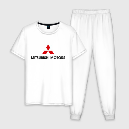 Мужская пижама хлопок с принтом Mitsubishi motors, вид спереди #2