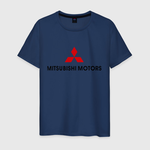 Мужская футболка хлопок Mitsubishi motors, цвет темно-синий