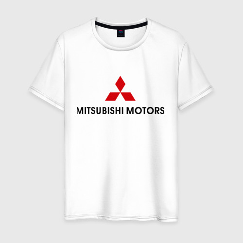 Мужская футболка хлопок Mitsubishi motors, цвет белый