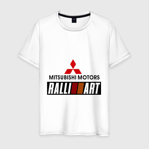 Мужская футболка хлопок Mitsubishi rally art, цвет белый