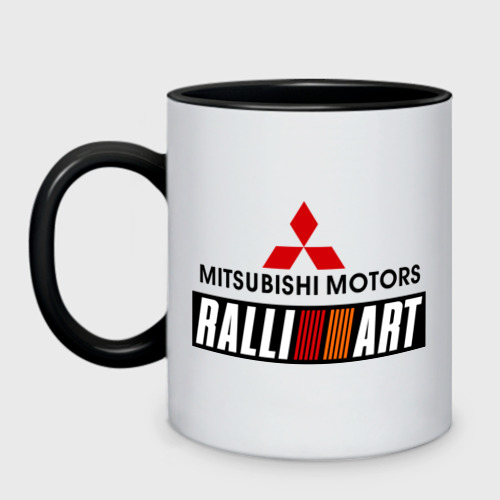 Кружка двухцветная Mitsubishi rally art, цвет белый + черный