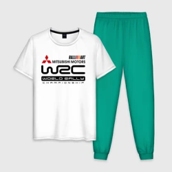Мужская пижама с белой футболкой хлопок Mitsubishi wrc