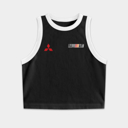 Женская укороченная майка-топ хлопок Mitsubishi wrc