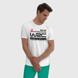 Мужская пижама с белой футболкой хлопок Mitsubishi wrc - фото 2