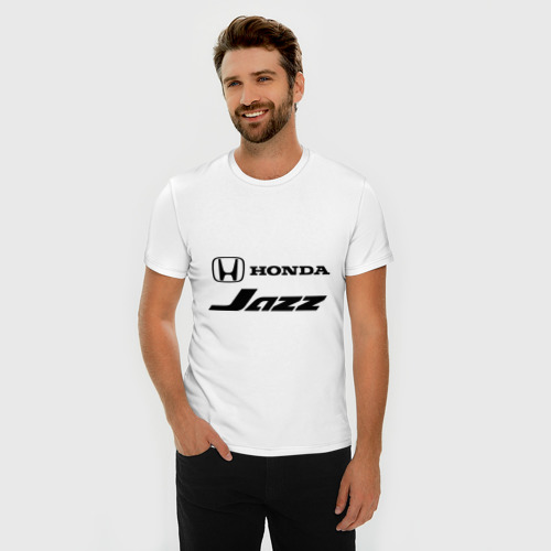 Мужская футболка хлопок Slim Honda jazz, цвет белый - фото 3