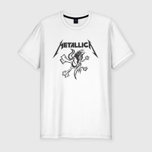 Мужская футболка хлопок Slim Metallica - череп клыкастый