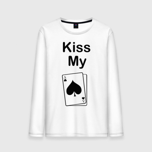 Мужской лонгслив хлопок Kiss my card, цвет белый