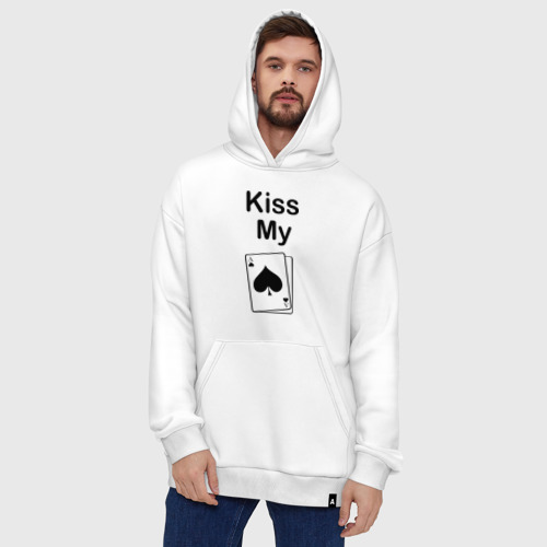 Худи SuperOversize хлопок Kiss my card, цвет белый - фото 5