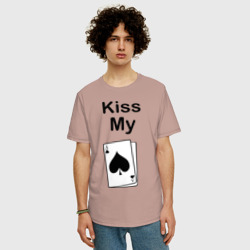Мужская футболка хлопок Oversize Kiss my card - фото 2