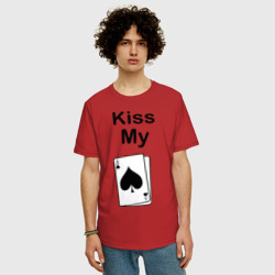 Мужская футболка хлопок Oversize Kiss my card - фото 2