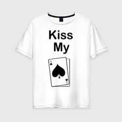 Женская футболка хлопок Oversize Kiss my card