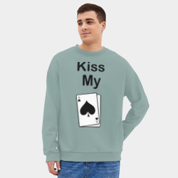 Мужской свитшот oversize без начеса хлопок Kiss my card - фото 2