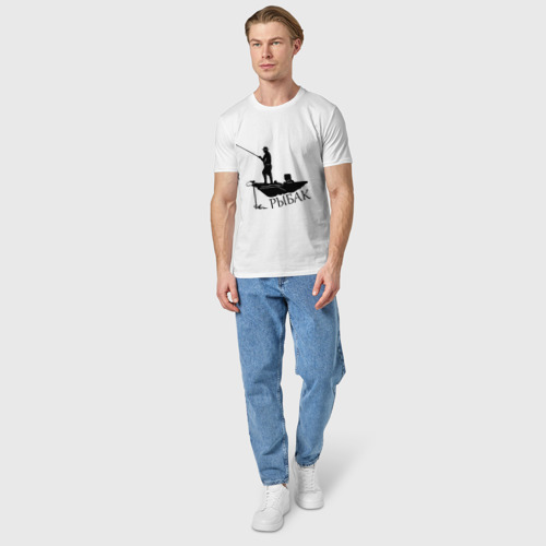 Мужская футболка хлопок Рыбак на рыбалке, цвет белый - фото 5