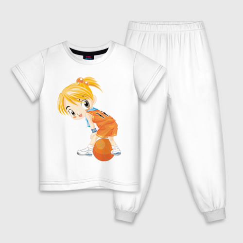 Детская пижама хлопок Баскетболистка, цвет белый
