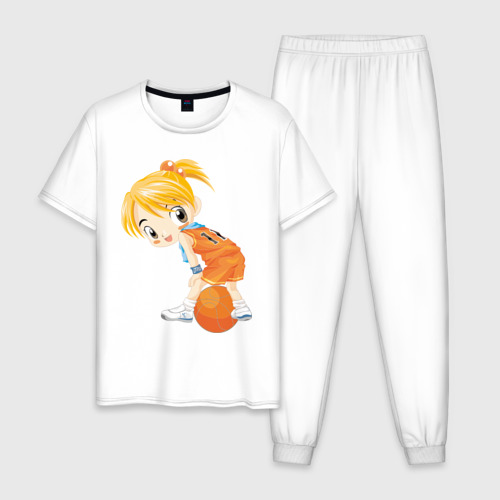 Мужская пижама хлопок Баскетболистка, цвет белый