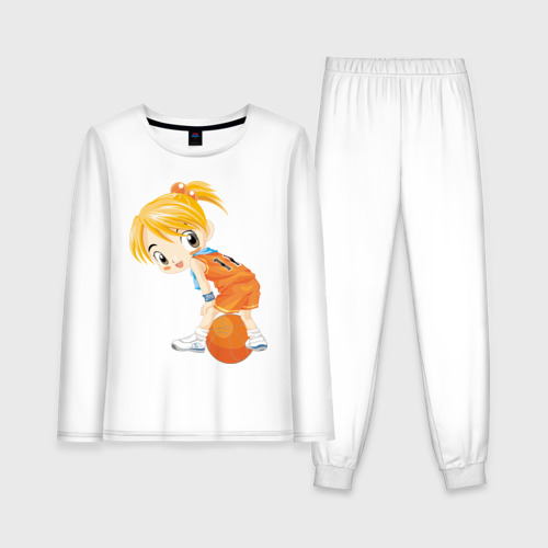 Женская пижама с лонгсливом хлопок Баскетболистка, цвет белый