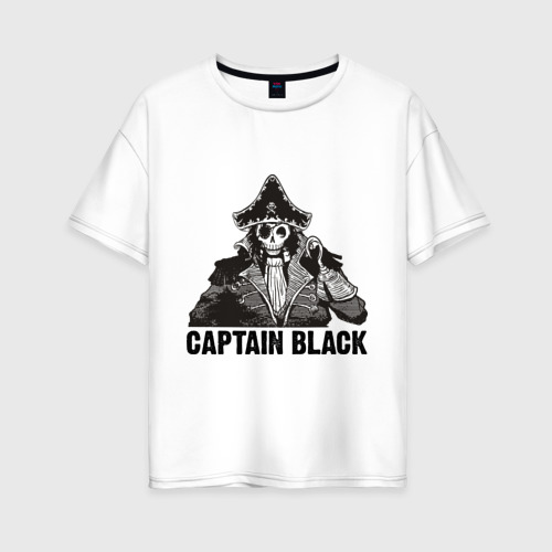 Женская футболка хлопок Oversize Captain Black, цвет белый