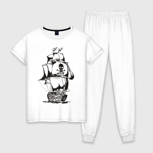 Женская пижама хлопок с принтом Pirats (4), вид спереди #2