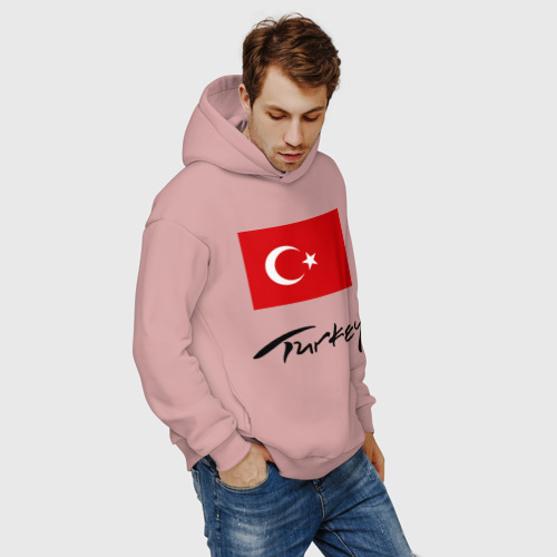 Мужское худи Oversize хлопок Turkey 2, цвет пыльно-розовый - фото 7