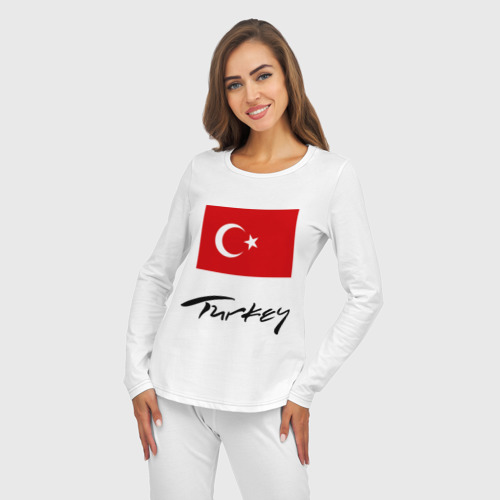 Женская пижама с лонгсливом хлопок Turkey 2, цвет белый - фото 5