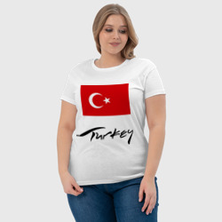 Футболка с принтом Turkey 2 для женщины, вид на модели спереди №4. Цвет основы: белый