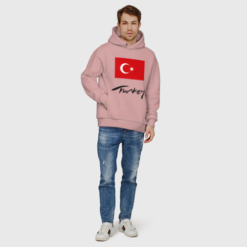 Мужское худи Oversize хлопок Turkey 2, цвет пыльно-розовый - фото 6