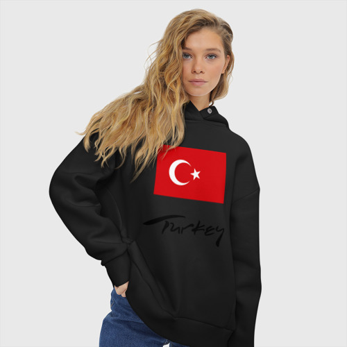 Женское худи Oversize хлопок Turkey 2, цвет черный - фото 4