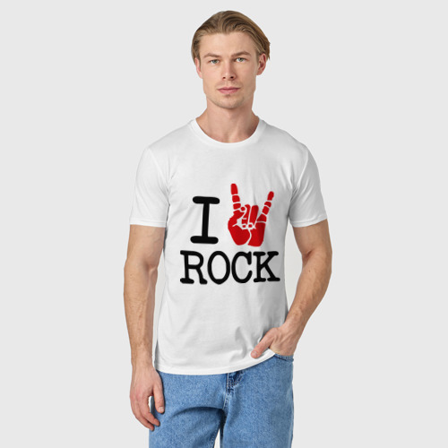 Мужская футболка хлопок Люблю рок, цвет белый - фото 3
